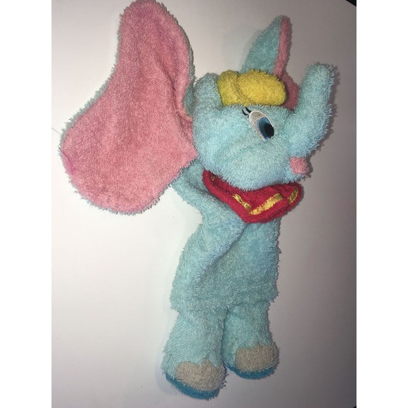 Disney Dumbo Hand Puppet Blue Soft Lovey Plush Vintage Terrycloth Blue - Picture 7 of 8